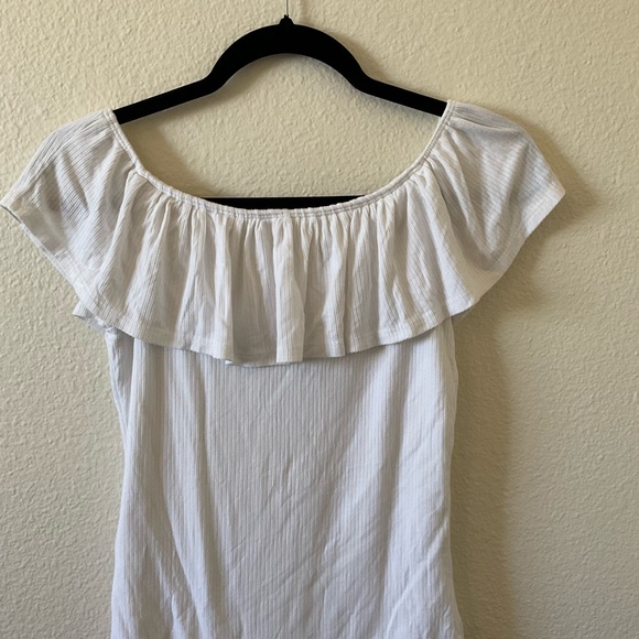 A&F Off The Shoulder Ruffle Ribbed Bodysuit, M - Picture 6 of 7